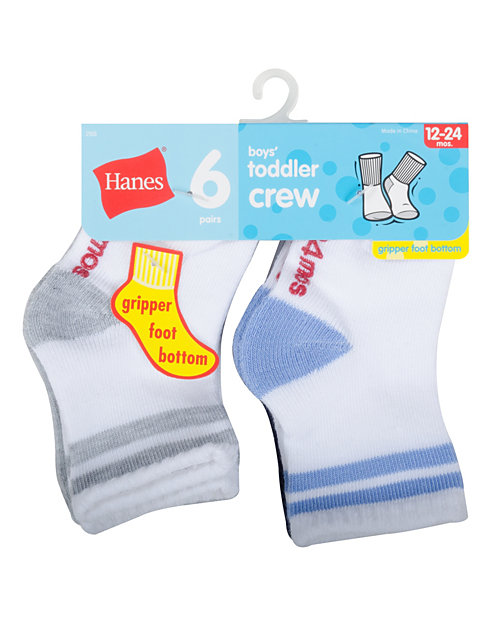 Hanes Boys Toddler Crew Non-Skid Socks