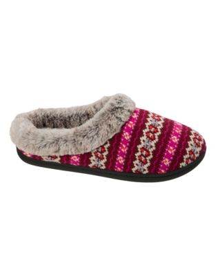 Dearfoams Women's Sweater Knit Clog Slipper with Memory Foam