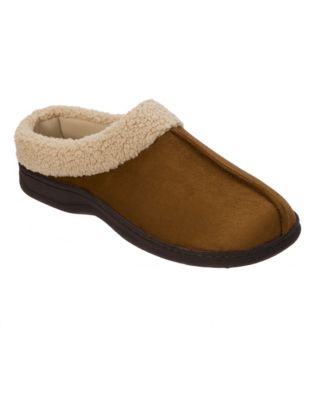 Hanes Men's Dearfoam Suede Clog with Faux Shearling Cuff