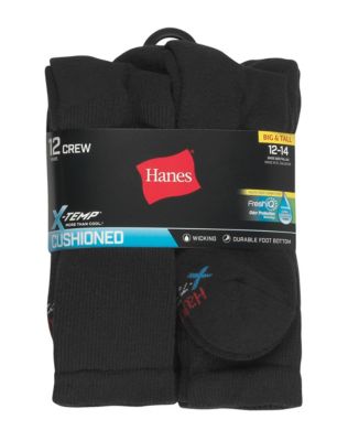 Hanes Men's FreshIQ® X-Temp® Active Cool® Big and Tall Crew Socks 12 ...