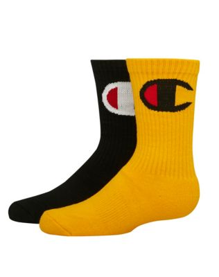 Champion Kids' Crew Socks, Big C Logo 2-Pack