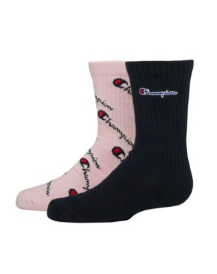 Champion Kids' Crew Script Logo Socks, 2-Pack