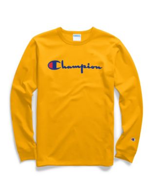 champion heritage long sleeve tee with gold script