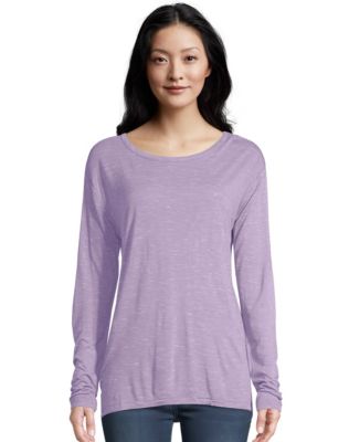 Hanes Women's Long-Sleeve Top with Center Back Lace Detail