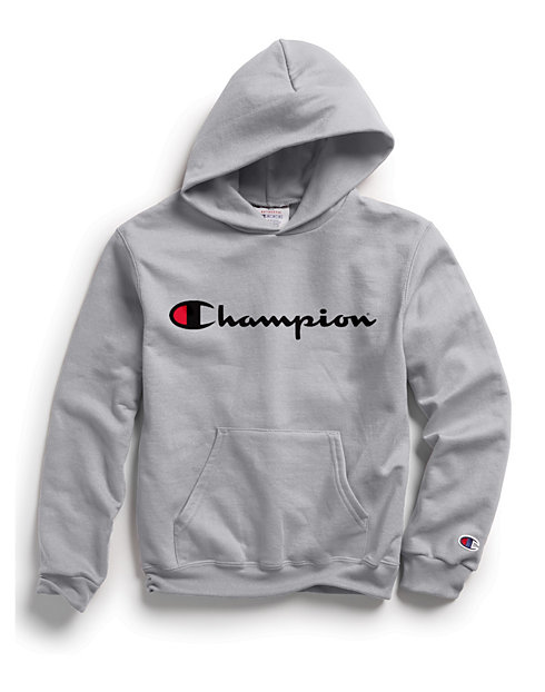 Champion Youth Fleece Pullover Hoodie, Script Logo | Champion
