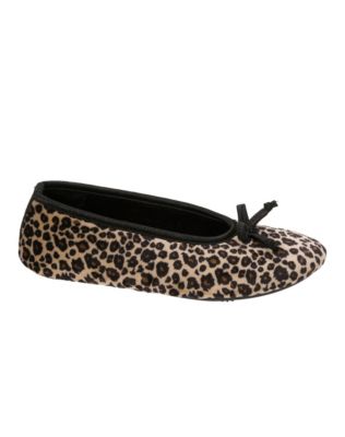 Dearfoams Women's Microfiber Velour Ballerina Slipper with Memory Foam