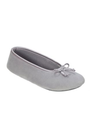 Dearfoams Women's Microfiber Velour Ballerina Slipper with Memory Foam ...